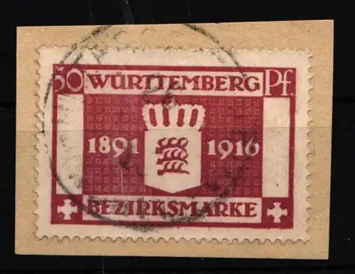 Württemberg 129 gestempelt Dienstmarke auf Briefstück #IQ562
