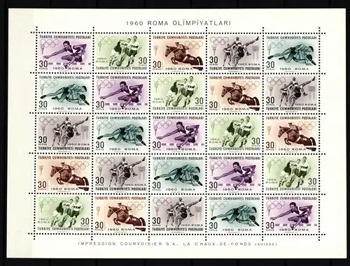 Türkei 1769-1773 postfrisch als Zd-Bogen, Olympia 1960 Rom #IQ783