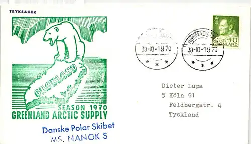Grönland 71 auf Brief als Einzelfrankatur Arktis Expedition, MS Nanok S #IS046