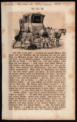 Vorphila Seite aus dem Jahrbuch des Nützlichen von 1845 mit Postkutsche #IO620