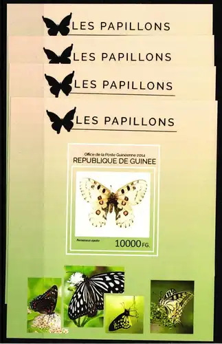 Guinea 10537-10540 postfrisch 4 Blöcke Tiere Schmetterlinge #IQ718