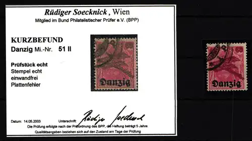 Danzig 51 PF II gestempelt Kurzbefund Soecknick #IU039