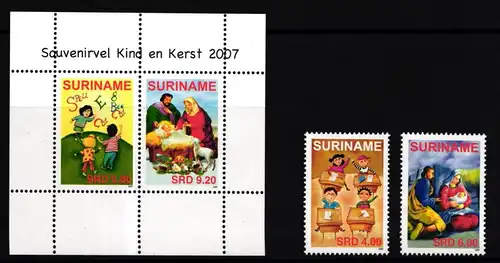 Surinam 2162 und 2163 und Block 104 postfrisch Weihnachten #II168