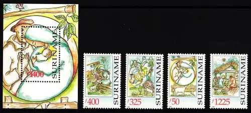 Surinam 1666-1669 und Block 75 postfrisch Weihnachten #II172