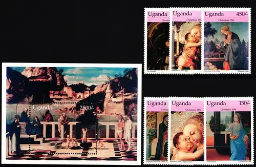 Uganda 1766-1771 und Block 266 postfrisch Weihnachten #II195