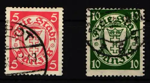 Danzig 193 D-194 D gestempelt Rollenzähnung #IS332