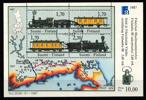 Finnland Block 3 mit 1017-1020 gestempelt Briefmarkenausst. FINLANDIA ’88 #IQ874