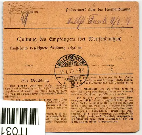 Deutsches Reich 92 II b, 101 a auf Paketkarte geprüft Infla #IT031