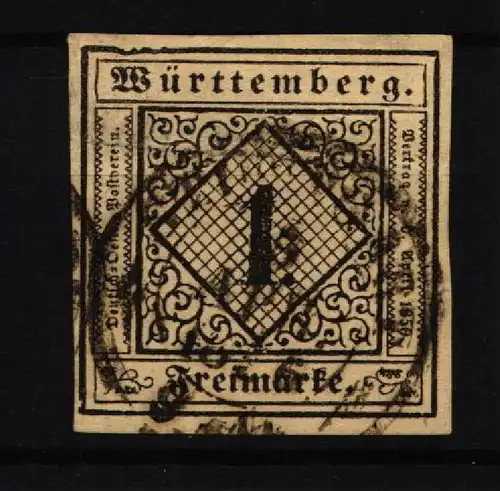 Württemberg 1 a I gestempelt geprüft Thoma BPP #IS146