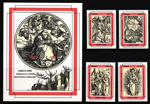 Ghana 1912, 1914-1915 und 1919 und Block 239 postfrisch Dürer #IH917