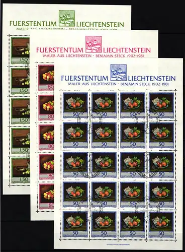 Liechtenstein 990-992 gestempelt Kleinbogensatz mit Ersttagsstempel #IH957