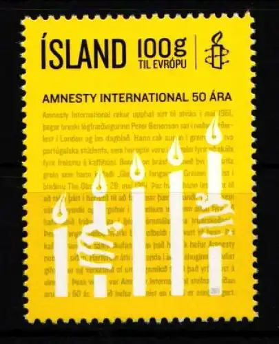 Island 1330 postfrisch 50 Jahre Amnesty International #IR022