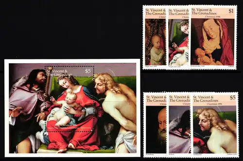 St. Vincent 3780-3785 und Block 405 postfrisch Weihnachten #II237