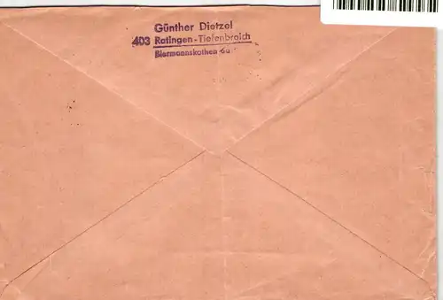BRD 226 y, KZ 3 auf Postkarte als Mischfrankatur portogerecht #IT308