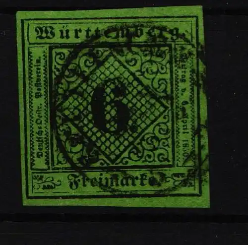 Württemberg 3 b gestempelt signiert #IS138