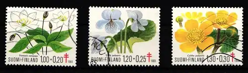 Finnland 932-934 gestempelt Blumen Bekämpfung der Tuberkulose #IQ857