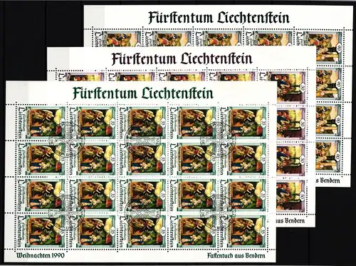 Liechtenstein 1005-1007 gestempelt Kleinbogensatz mit Ersttagsstempel #IH968