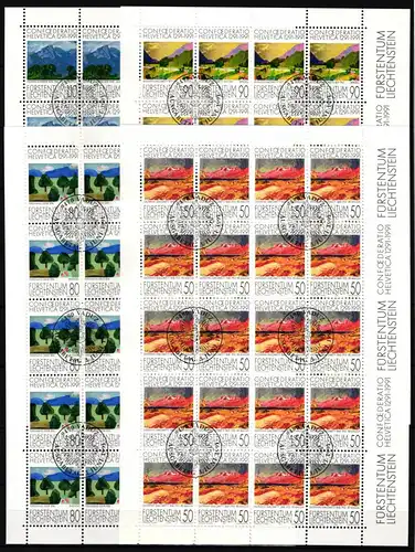 Liechtenstein 1016-1019 gestempelt Kleinbogensatz mit Ersttagsstempel #IH977
