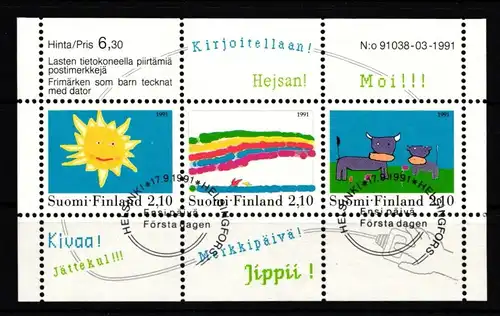 Finnland Block 7 mit 1149-1151 gestempelt Kinderzeichnungen #IQ907