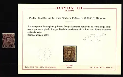 Italien 56 postfrisch mit Expertise Raybaudi #IO867