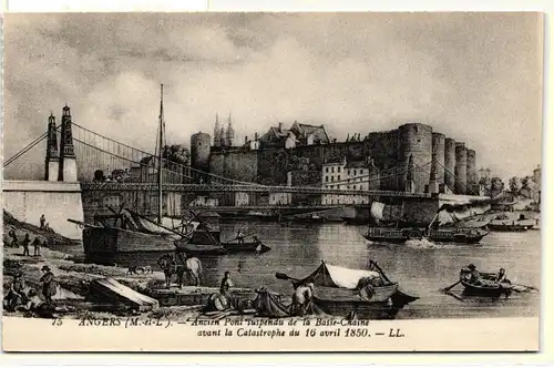 AK Angers Ancien Pont suspendu de la Basse-Chaine avant la Catastrophe #PN181