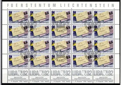 Liechtenstein 1026 gestempelt Kleinbogensatz mit Ersttagsstempel #IH984