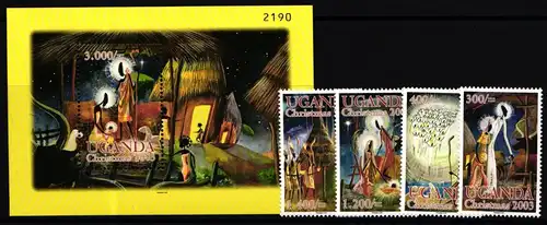 Uganda 2591-2594 und Block 366 postfrisch Weihnachten #II192