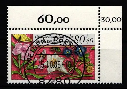 Berlin 746 gestempelt als Eckrand mit KBWZ #HZ461