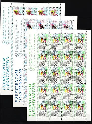 Liechtenstein 1030-1032 gestempelt Kleinbogensatz mit Ersttagsstempel #IH988