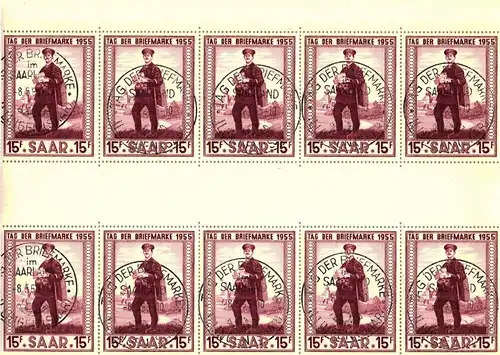 Saarland 361 ZS gestempelt 5 Zwischenstegpaare, Sonderstempel #IU234