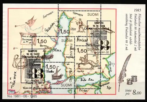Finnland Block 1 mit 973-976 gestempelt Briefmarkenausst. FINLANDIA ’88 #IQ865