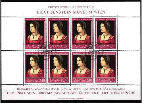 Liechtenstein 1437 gestempelt Kleinbogen mit Ersttagsstempel / Kunst #II596