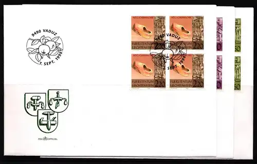 Liechtenstein 1180-1182 gestempelt Viererblock als FDCs / Handwerk #II614