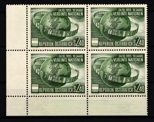 Österreich 1022 postfrisch Viererblock #IH860