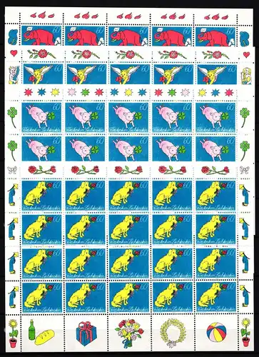 Liechtenstein 1085-1088 postfrisch Zusammendruckbögen / Grußmarken #II673