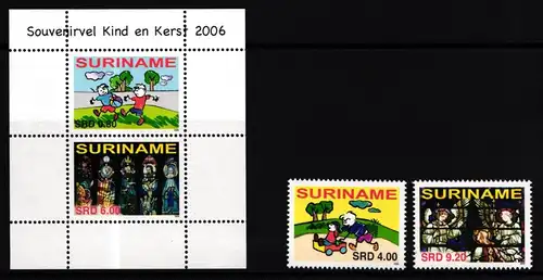 Surinam 2071 und 2072 und Block 102 postfrisch Weihnachten #II169