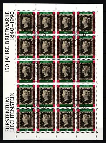Liechtenstein 986 gestempelt Kleinbogen mit Ersttagsstempel #IH952