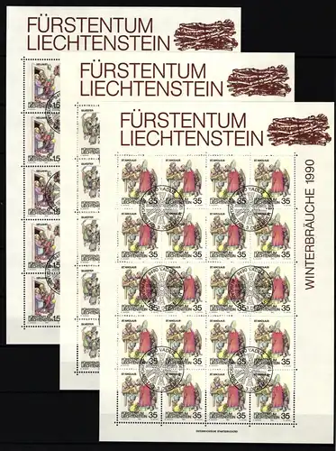 Liechtenstein 1008-1010 gestempelt Kleinbogensatz mit Ersttagsstempel #IH969