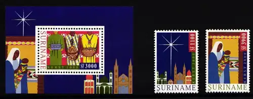 Surinam 1750 und 1751 und Block 81 postfrisch Weihnachten #II170