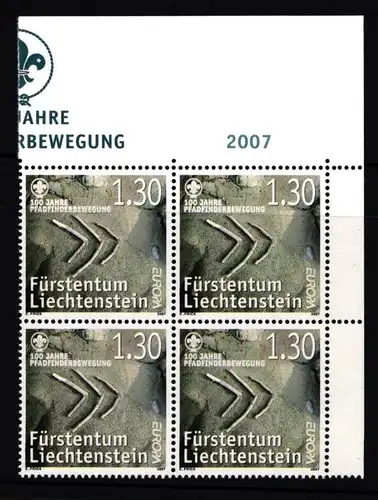 Liechtenstein 1436 postfrisch Viererblock / Pfadfinder #II629