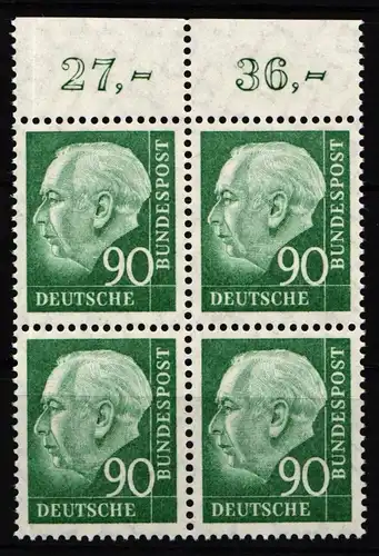 Bund 265 xv postfrisch als 4er Block Oberrand #IG834