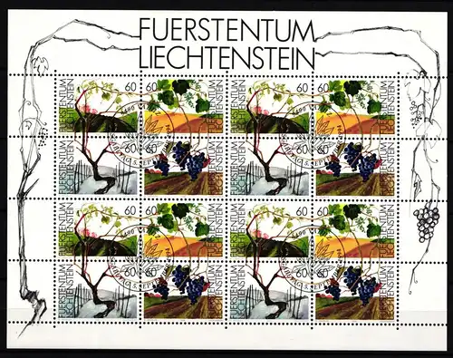 Liechtenstein 1089-1092 gestempelt Zusammendruckbogen mit Ersttagsstempel #II667