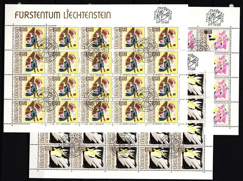 Liechtenstein 1096-1098 gestempelt Zusammendruckbogen mit Ersttagsstempel #II677