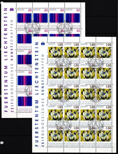 Liechtenstein 1054+1055 gestempelt Zusammendruckbögen mit Ersttagsstempel #II696