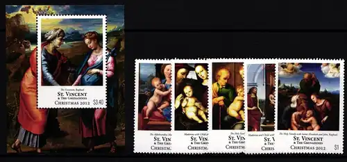 St. Vincent 7099-7103 und Block 727 postfrisch Weihnachten #II230