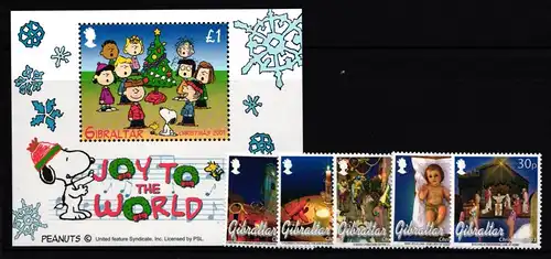 Gibraltar 1058-1062 und Block 58 postfrisch Weihnachten #II446