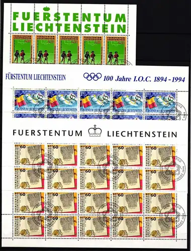 Liechtenstein 1081-1083 gestempelt Zusammendruckbögen mit Ersttagsstempel #II671