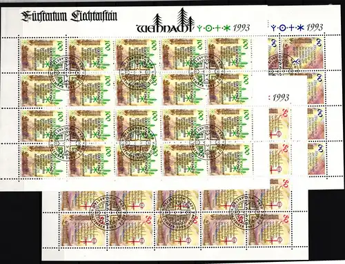 Liechtenstein 1073-1075 gestempelt Zusammendruckbögen mit Ersttagsstempel #II681