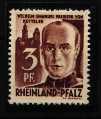 Französische Rheinland Pfalz 2 G postfrisch Druck auf Gummiseite #IV854