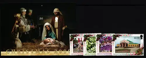Montserrat 1492-1495 und Block 130 postfrisch Weihnachten #II271